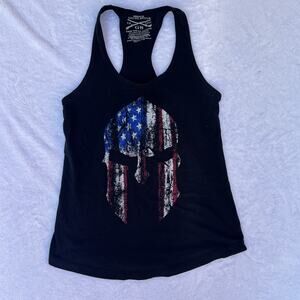 Grunt Style Tank Top Large Black Spartan Punisher Flag Patriotic Muscle Medium